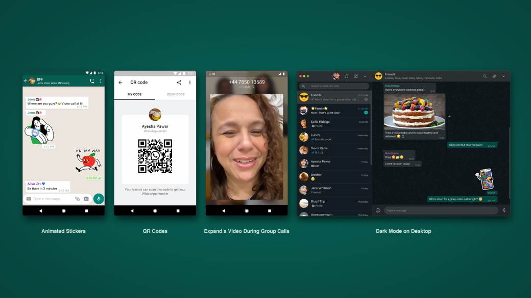 WhatsApp QR kod, WhatsApp animirani stikeri, WhatsApp Dark Mode Web, WhatsApp KaiOS