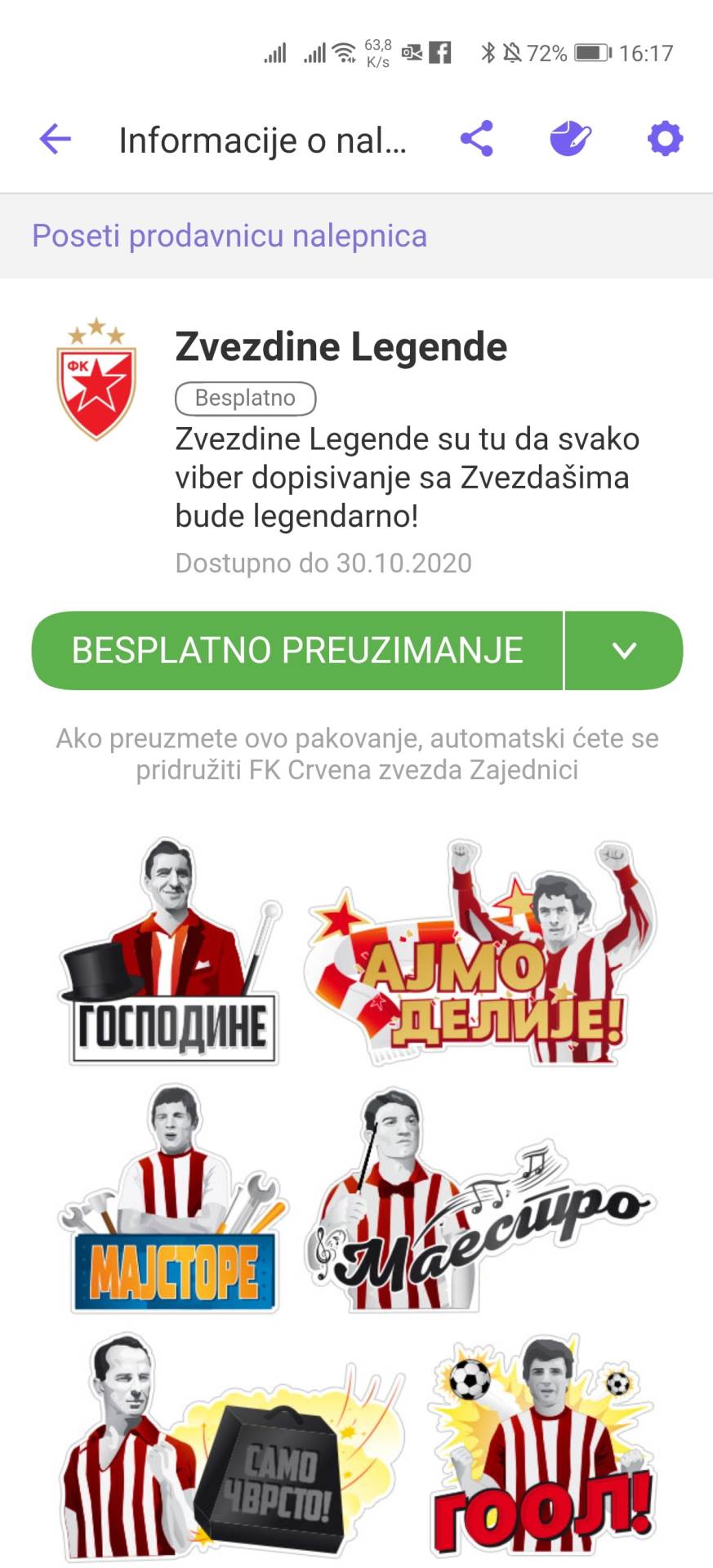 Viber Crvena zvezda legende stikeri, Kako preuzeti Crven zvezda Viber stikeri svi paketi