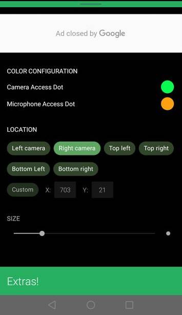Narandžasta i zelena tacka iPhone za Android, Access Dots - iOS 14 cam-mic access indicators app