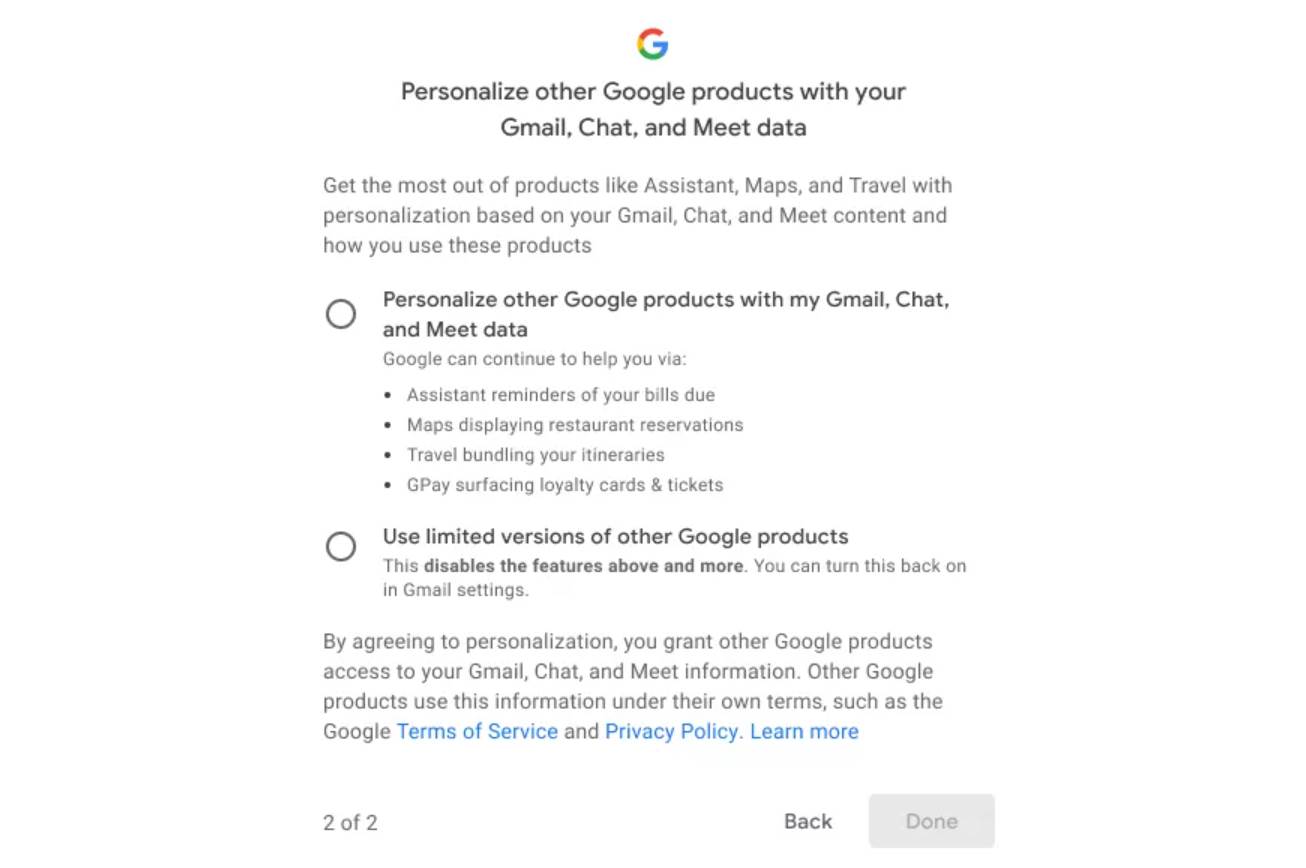 mejl gugl google skuplja informacije data funkcija