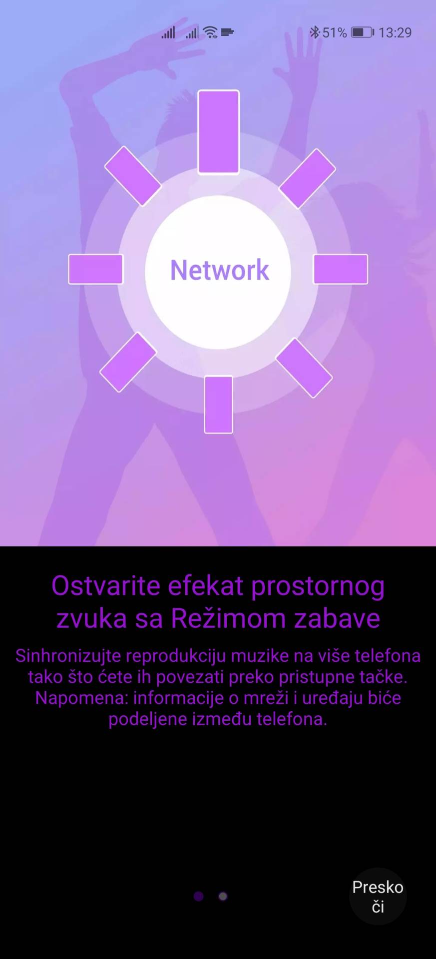 huawei p smart 2021 test opis telefona party mode zabava slušanje muzike zajedno kako radi