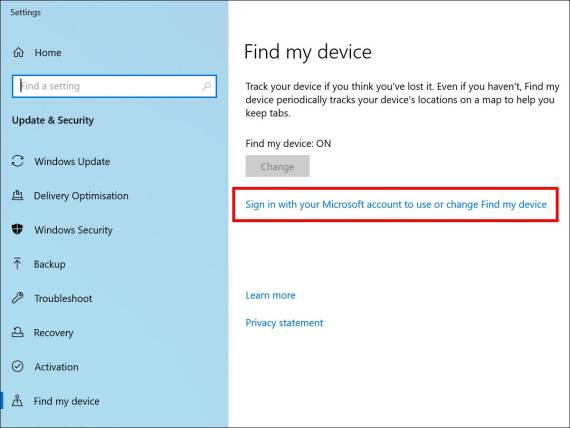 Find My Device Sign in