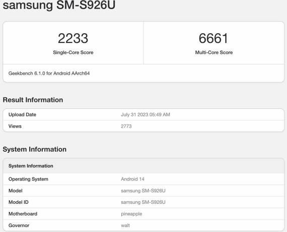 Galaxy S24 geekbench rezultat