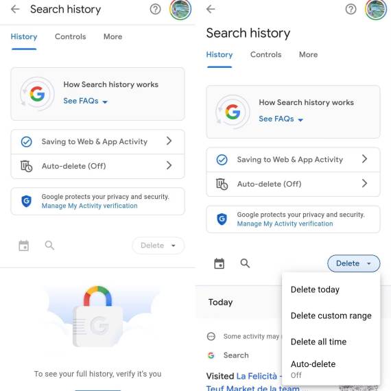 Google search history