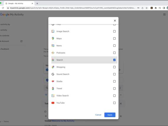 Google search history