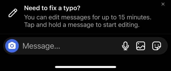 Instagram obaveštenje o izmeni poslatih poruka