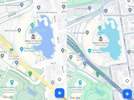 Google Mape novi i stari dizajn