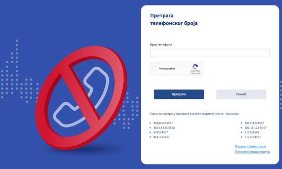 Registar NE ZOVI provera broja