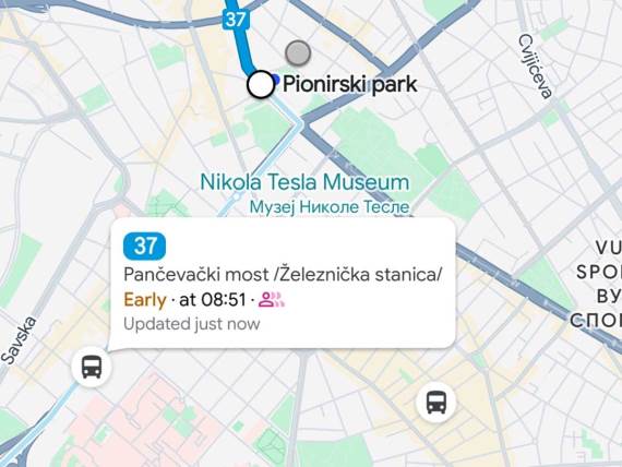 Google Maps lokacija gradskog prevoza