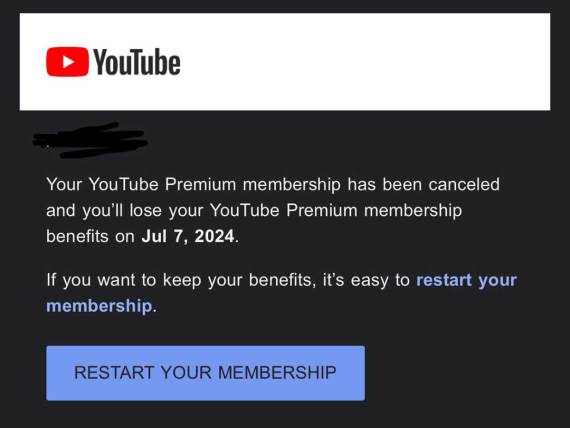 YouTube Premium otkazana pretplata