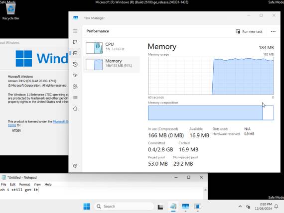 Windows 11 184 MB RAM