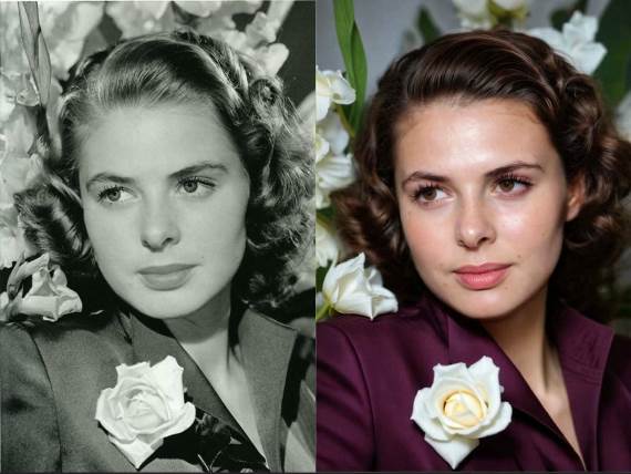 Ingrid Bergman pre i posle AI obrade