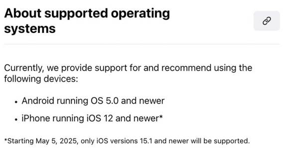 WhatsApp podržani operativni sistemi screenshot
