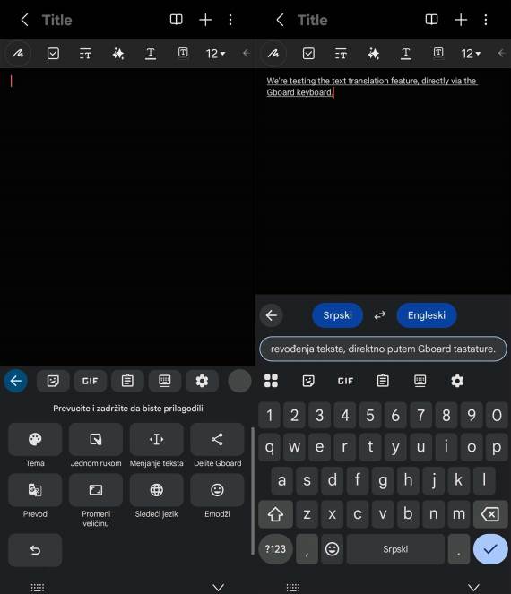 Gboard prevođenje teksta