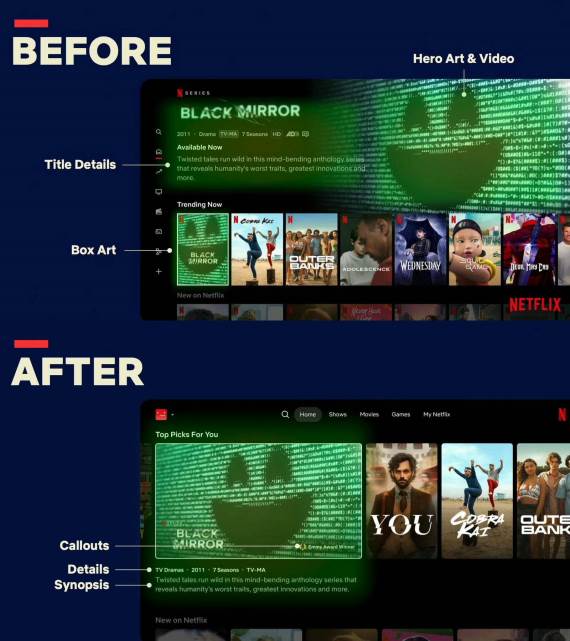 Netflix redizajn pre i posle