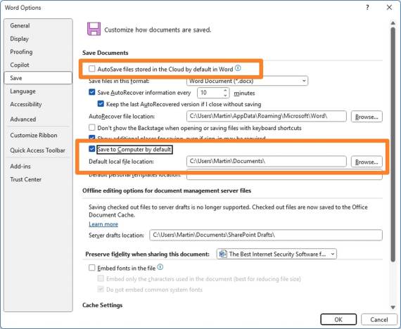 Promena lokacije čuvanja Word dokumenta