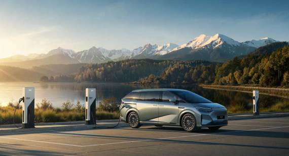 XPeng X9 PowerX EREV minivan na punjaču
