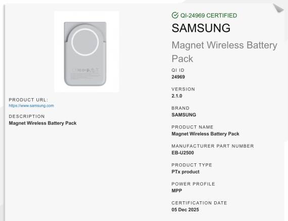 Samsung Qi2 eksterna baterija