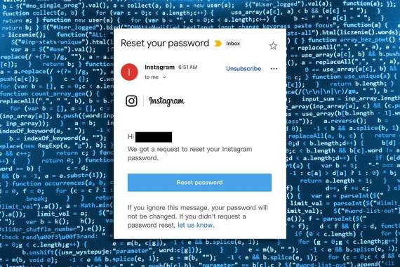 Instagram mejl za resetovanje lozinke