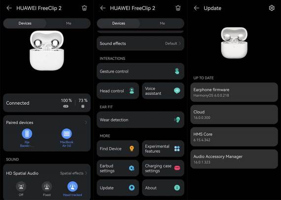 Huawei FreeClip 2 u AI Life aplikaciji