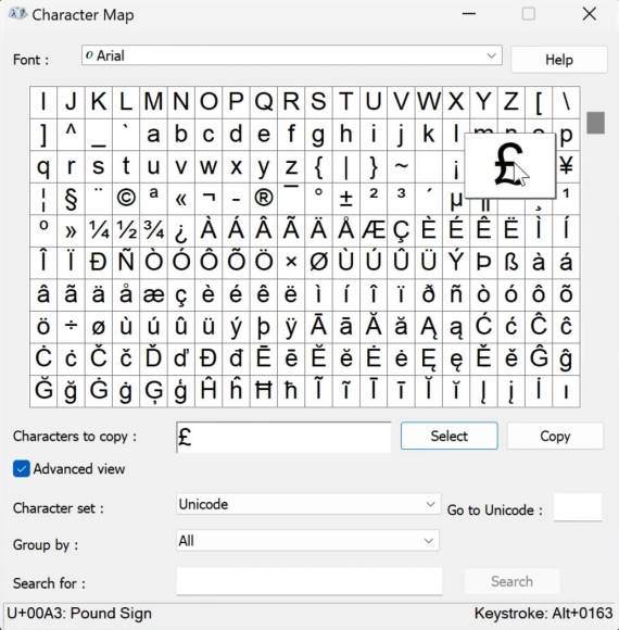 Character Map