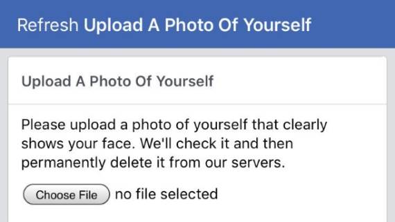 Facebook selfi CAPTCHA sistem