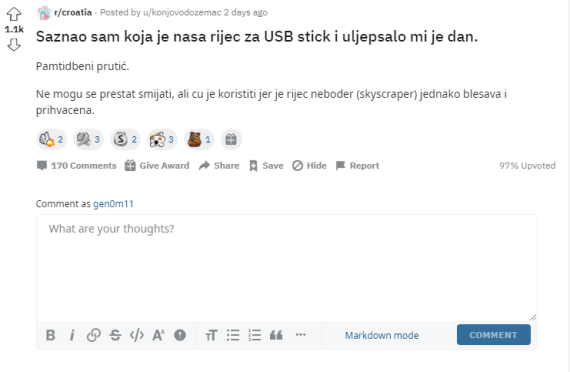 USB na hrvatskom jeziku USB stick pamtidbeni prutic