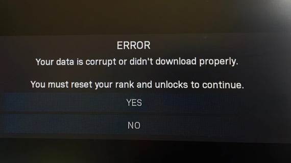 Call of Duty: Modern Warfare reset bug, Call of Duty: Modern Warfare reset poruka
