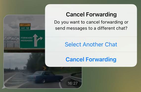telegram aplikacija cancel forwarding pogrešna poruka