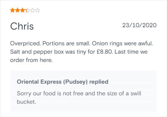 Kris se žali na cenu i veličinu porcije