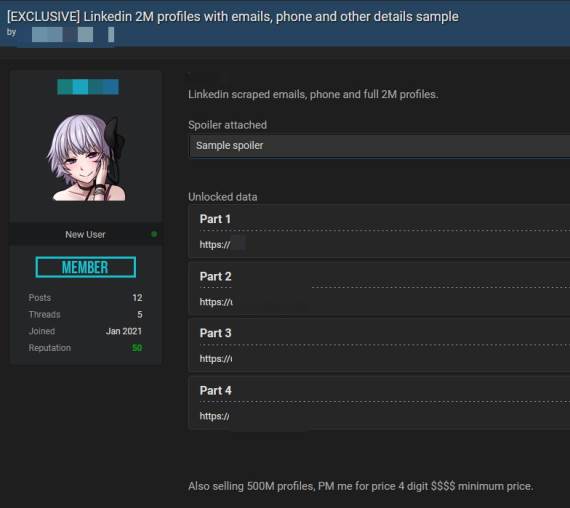 Post korisnika koji prodaje LinkedIn naloge