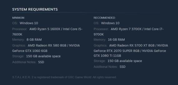 S.T.A.L.K.E.R. 2 sistemski zahtevi