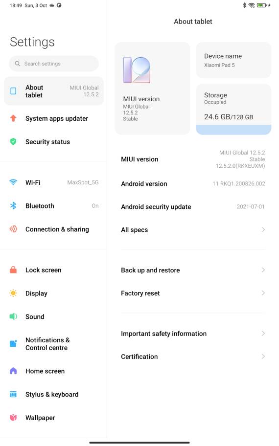 Xiaomi Pad 5 hardver