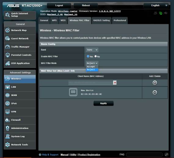 MAC Filtriranje na ruteru