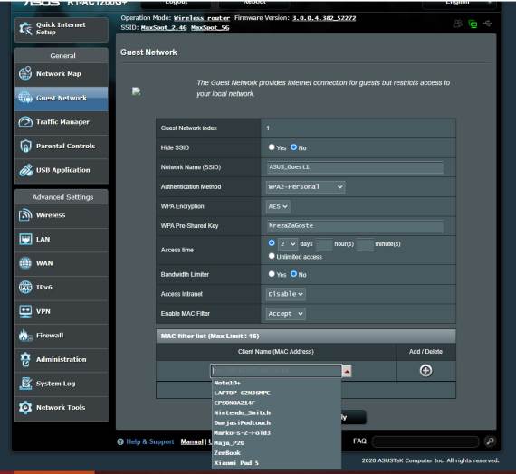 Mreža za goste - podešavanja na ruteru