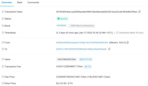 Nagrada od 168 ETH za jedan verifikovani blok