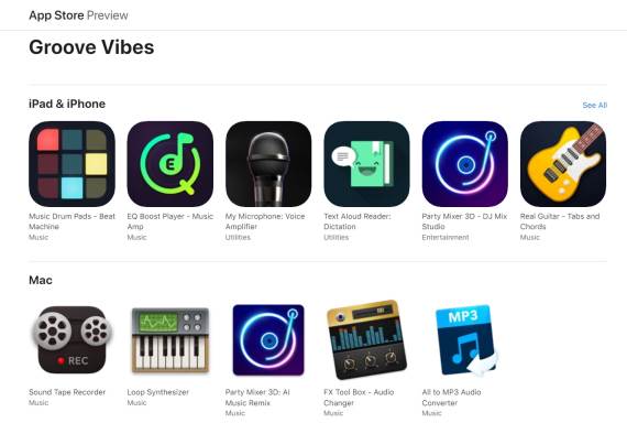 Groove Vibes iOS i Mac aplikacije