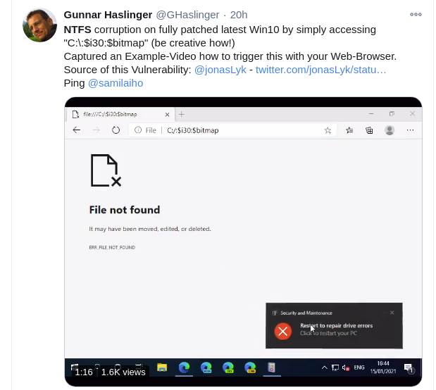 windows 10 bag hard disk