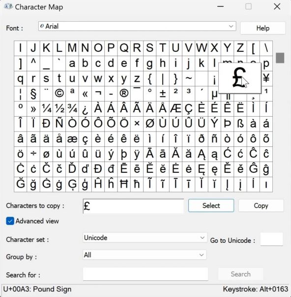 Character Map