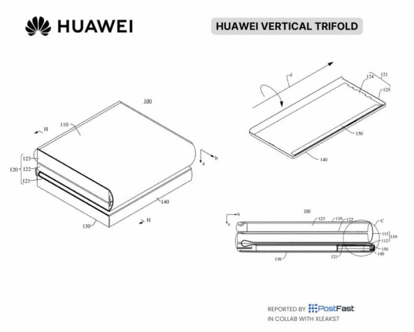 Patent za Huawei vertikalni trostruko savitljivi telefon