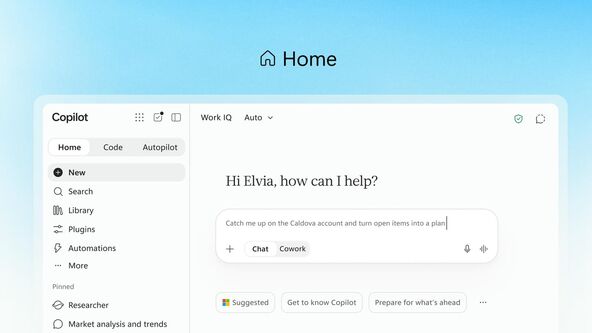 Novi Copilot Home interfejs