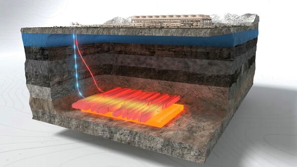 Prikaz dubokog bušenja ispod geotermalne elektrane