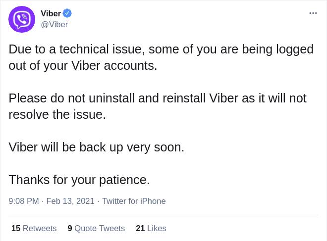 viber aplikacija pali serveri dopisivanje