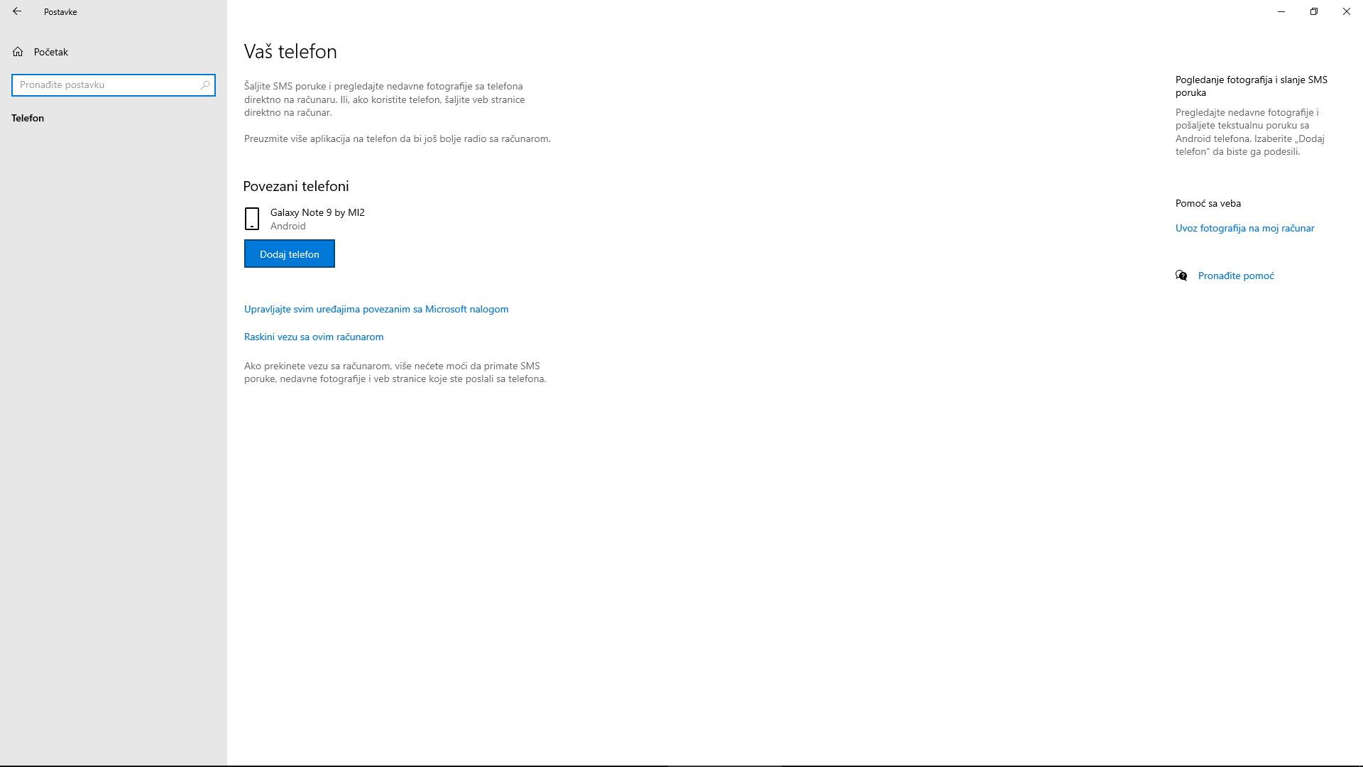 Povezivanje Android telefona na Windows računar kako se koriste Your Phone i Phone Link