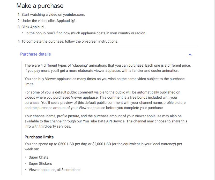 youtube super chat applause donacija pretplata