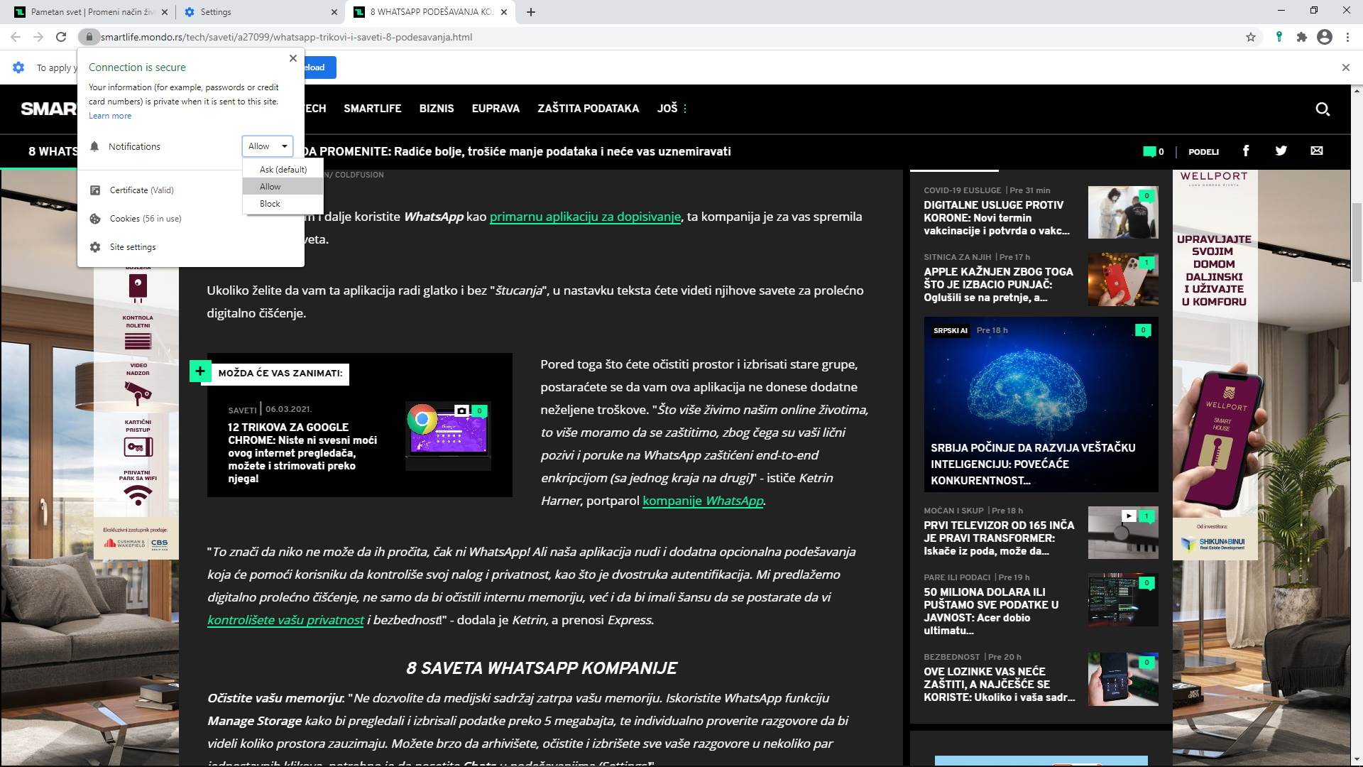 kako aktivirati push notifikacije vesti obaveštenja prijem na uređaj računar telefon saveti uputstvo