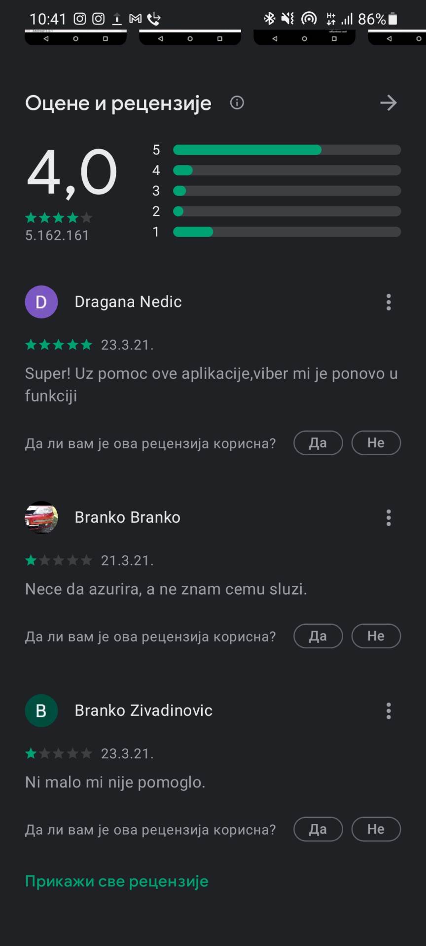viber android aplikacije ne rade pucaju izbacuju na početni ekran sistemski webview greška update