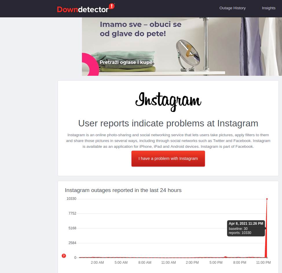 Instagram Facebook problem ne rade društvene mreže Pao Instagram pao Facebook