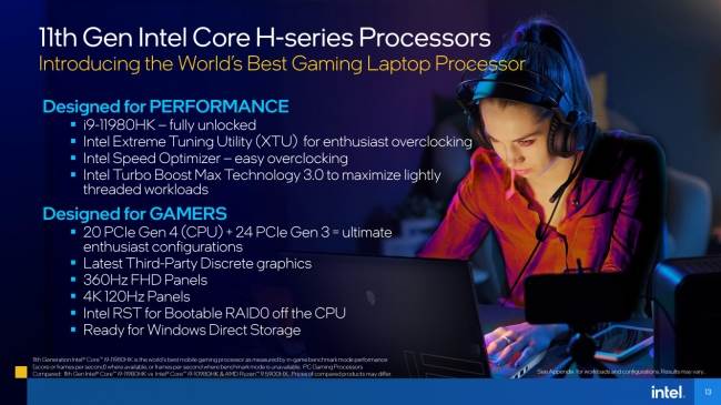intel h-series 11th generation novi procesori za laptop video igre