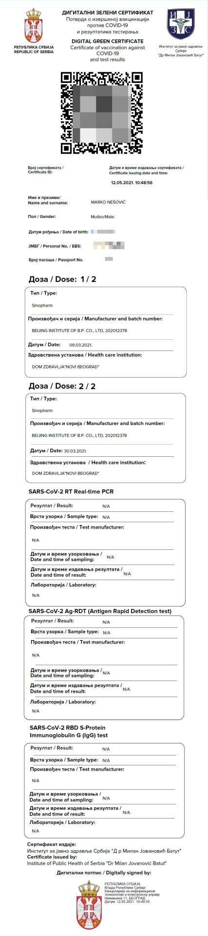 digitalni zeleni sertifikat kovid pasos srbija euprava kako izvaditi corona virus